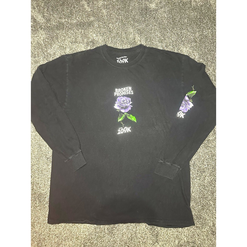 Broken Promises x Zumiez 100K Shirt Mens Large Black Rose Long Sleeve Graphic